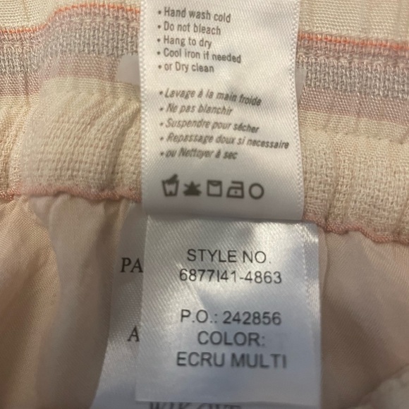 PAIGE Cream stripe lined pull on Pants Size M in Ecru Multi, pockets - Picture 7 of 9